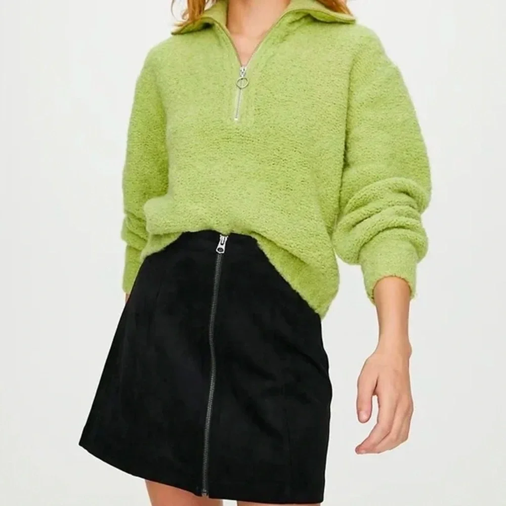 ARITZIA - Wilfred Free - Faux Suede Zip-Up Mini Skirt- Black